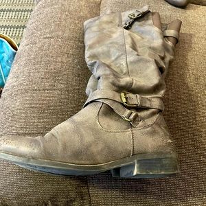 Tan Colored Calf High Boots, Size 8 1/2